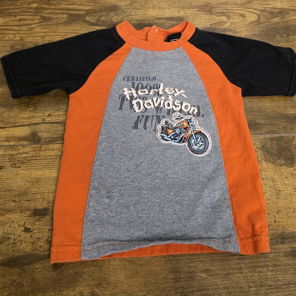Harley-Davidson Babys Orange and Gray T-Shirt Size 12 Months